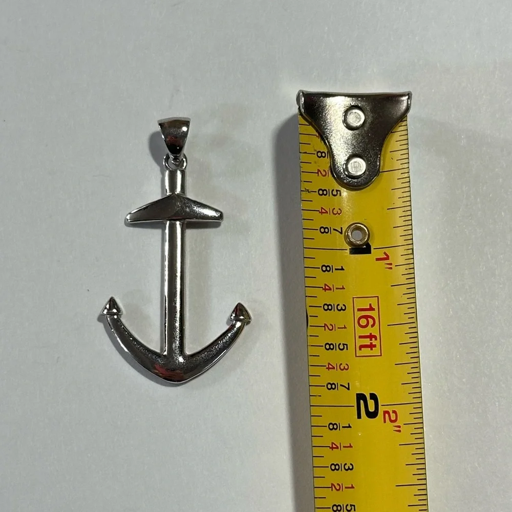 925 Sterling Silver 2” Anchor Pendant Nautical Cape Cod East Coast Cruise Wear